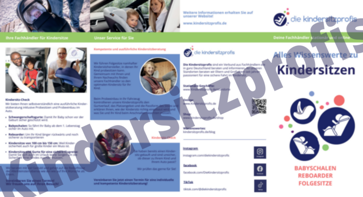 Fachhändler Flyer der Kindersitzprofis Fachhändler Flyer der Kindersitzprofis mit Wasserzeichen